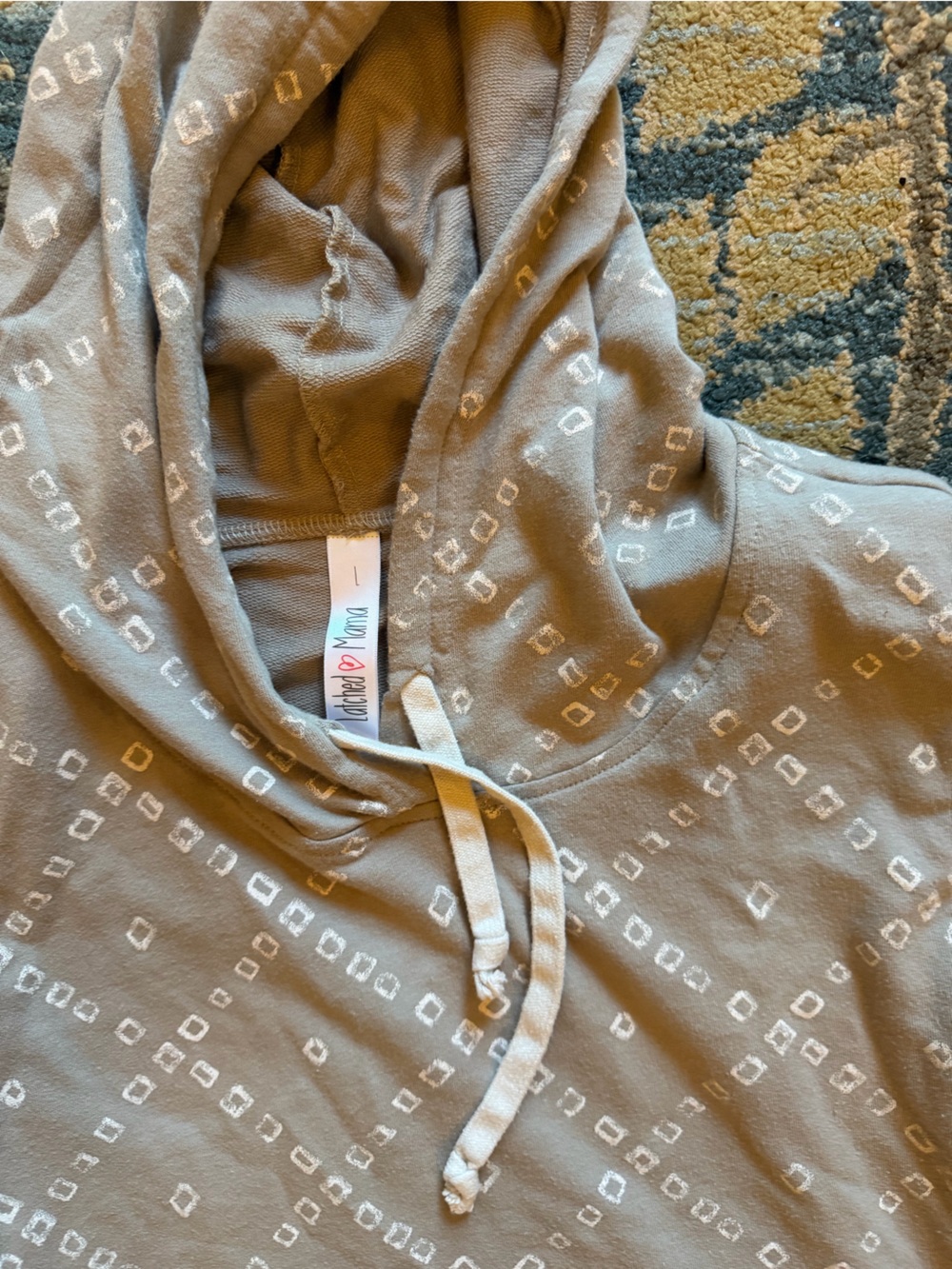 Latched Mama Light Taupe Cloud Pullover with White Geometric Print - Picture 2 of 2
